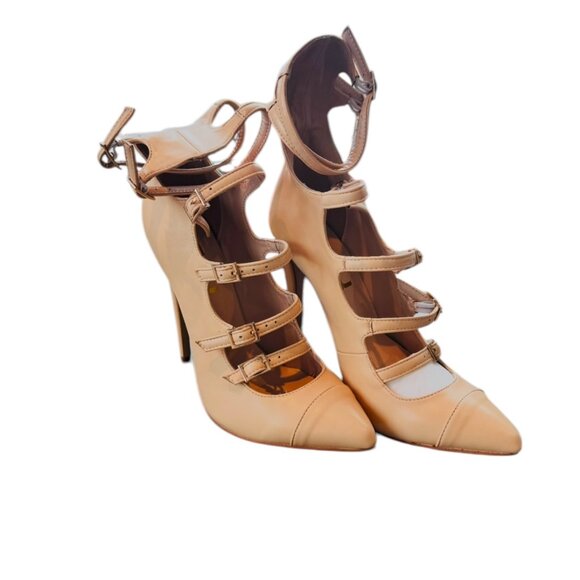 FSJ Shoes - FSJ stiletto multi-strap heels in light pink size9
